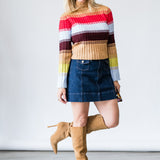 Marley Ribbed Gradient Stripe Turtleneck in Multi