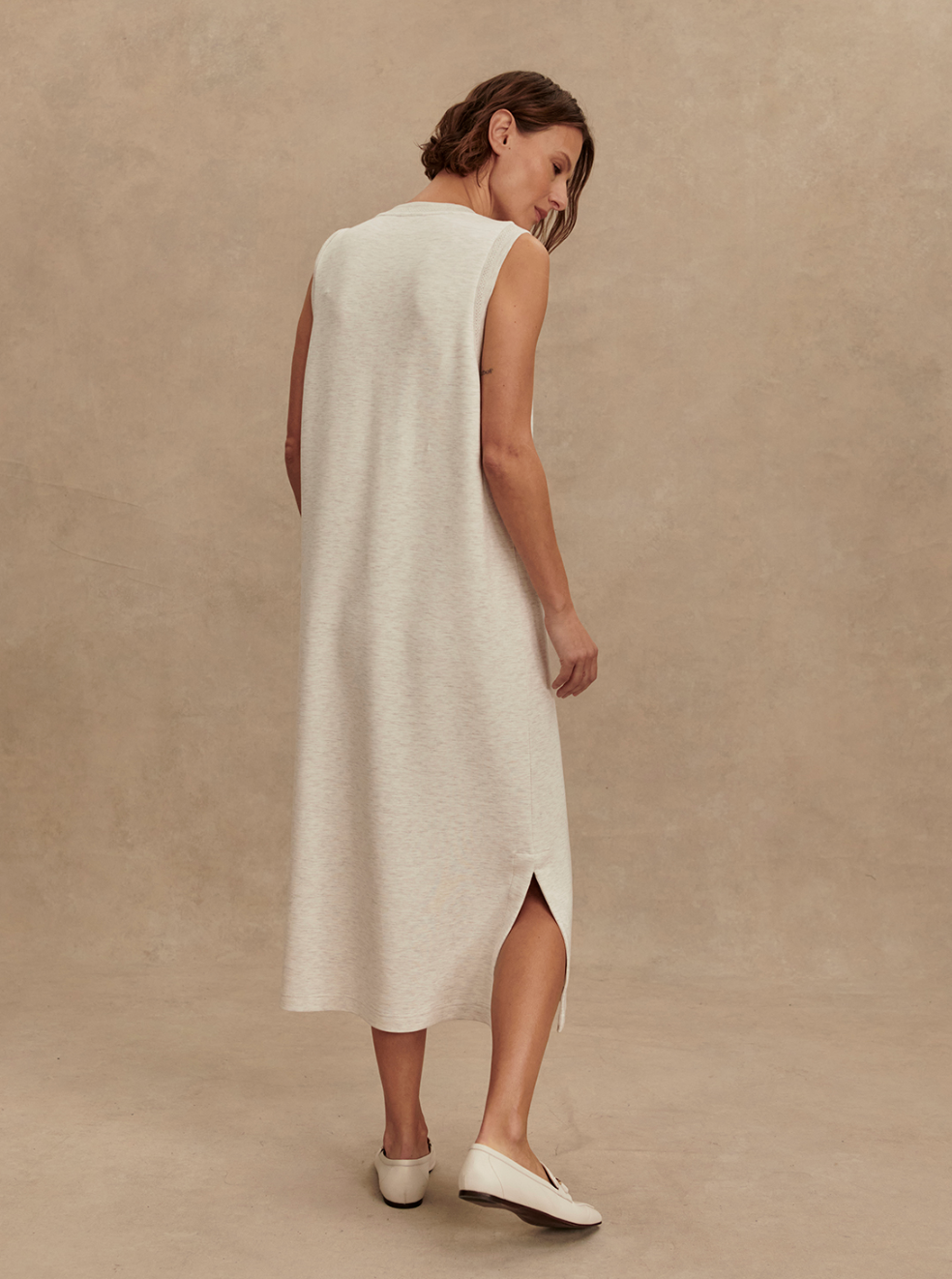 Beatrice Midi Dress in Ivory Marl - Lukka Boutique