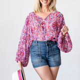Chemise Bouffantes Blouse in Aquarel Flower