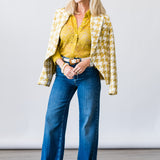 Marie Tweed Blazer in Ceylon Yellow/Ivory Houndstooth