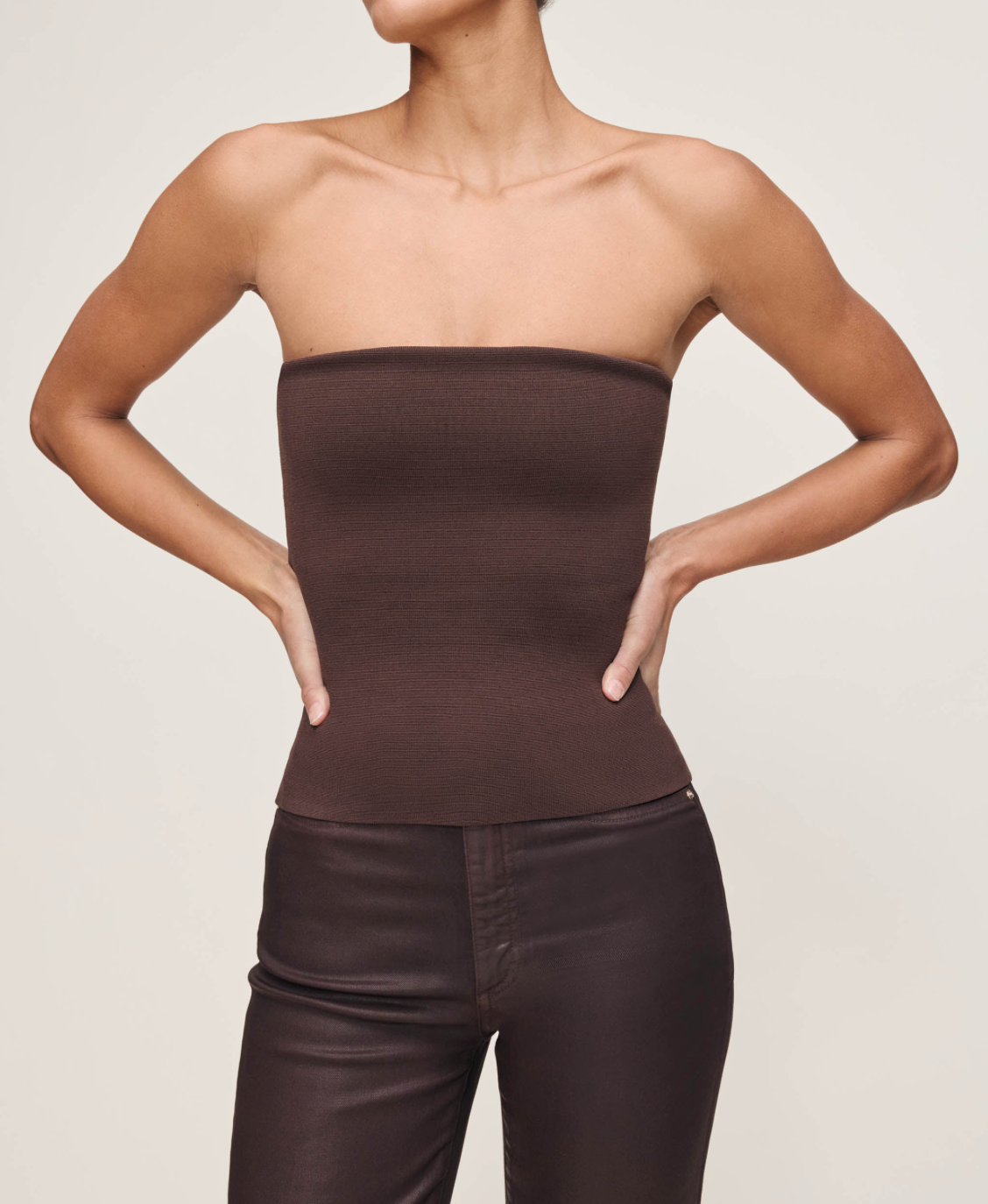 Knit Tube Top in Brown - Lukka Boutique