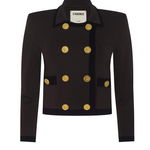 Janu Cropped Knit Jacket in Dark Brown/Black - Lukka Boutique