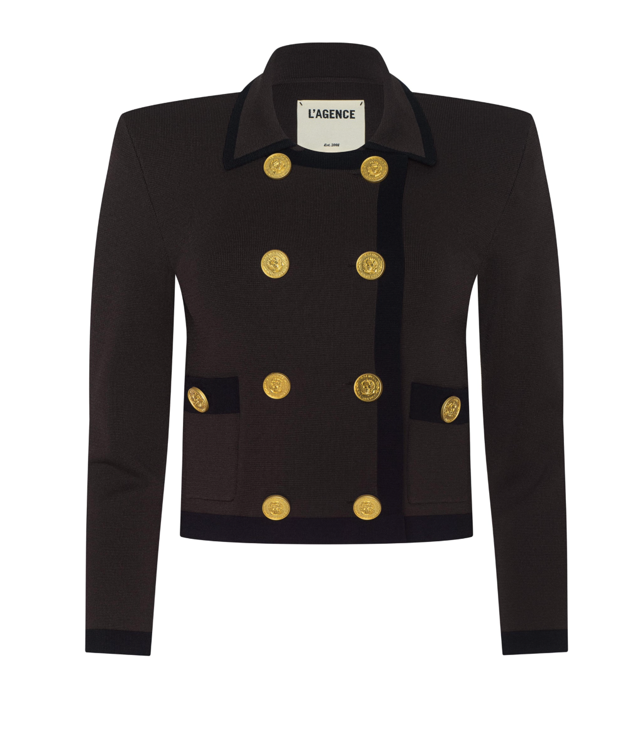 Janu Cropped Knit Jacket in Dark Brown/Black - Lukka Boutique