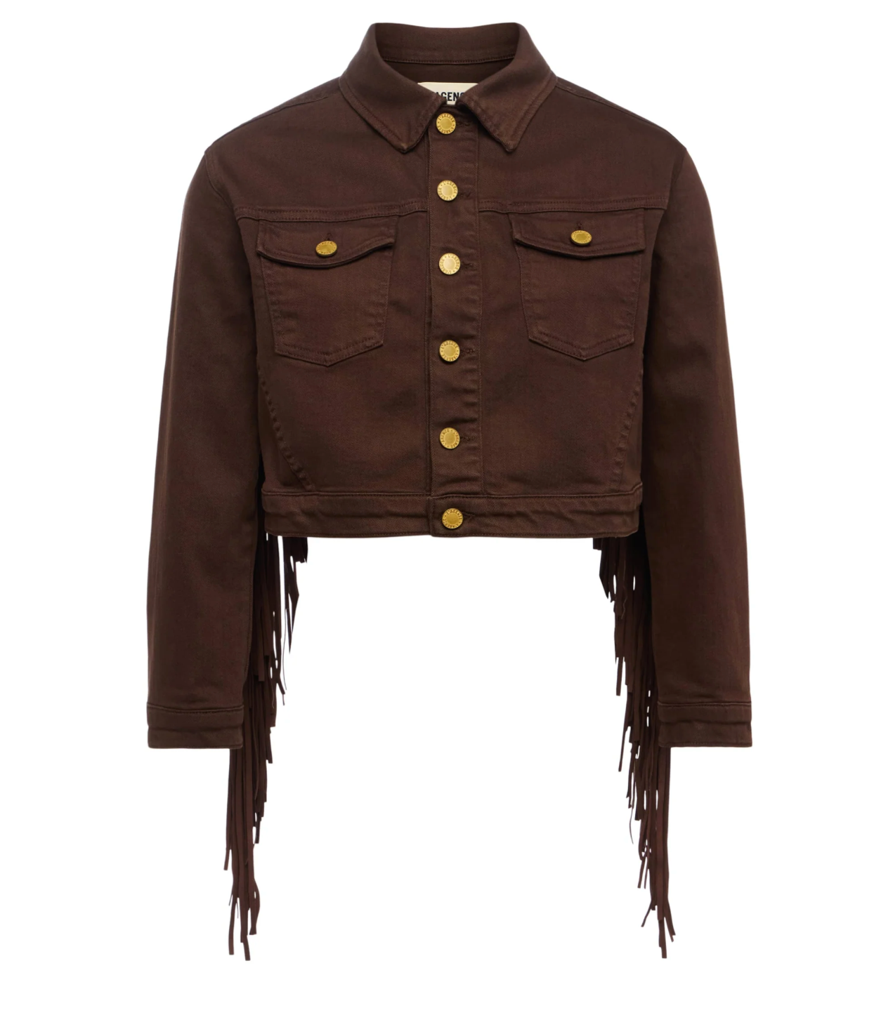 Koda Crop Jacket Fringe in Brown - Lukka Boutique