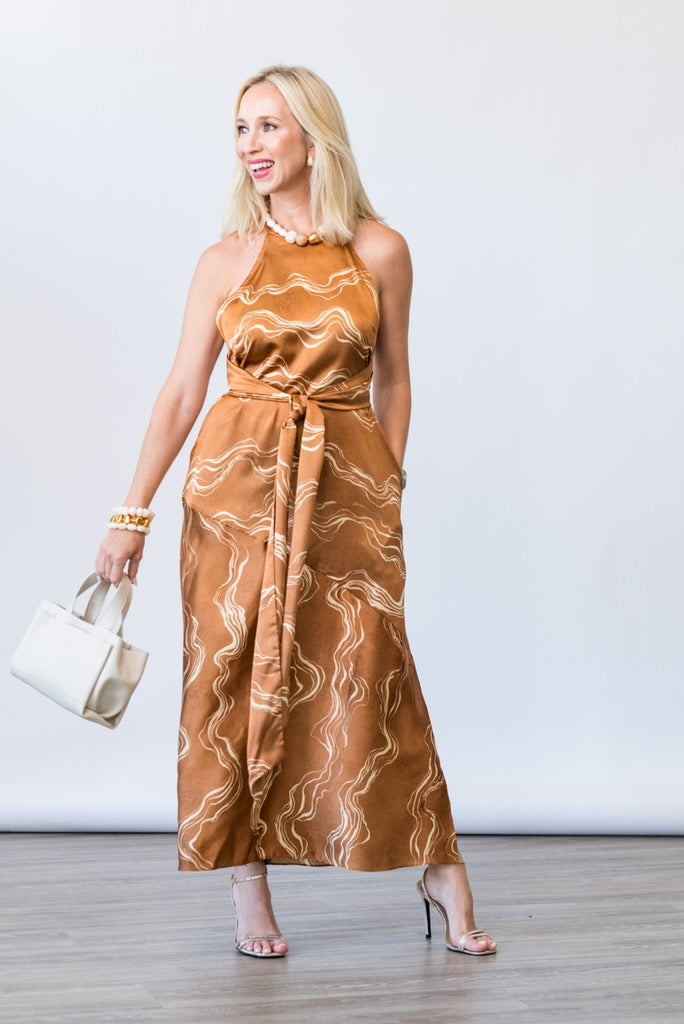 Lisa Dress in Linear Wave - Lukka Boutique