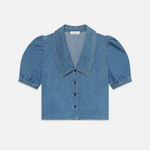 Denim Sailor Blouse in Starlet - Lukka Boutique