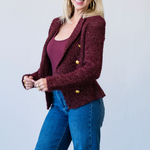 Bethany Knit Blazer in Dark Syrah/Gold - Lukka Boutique