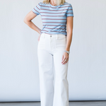 Ressi Crew Tee in Light Brie Stripe - Lukka Boutique