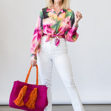 Roya Top in Blurred Hibiscus