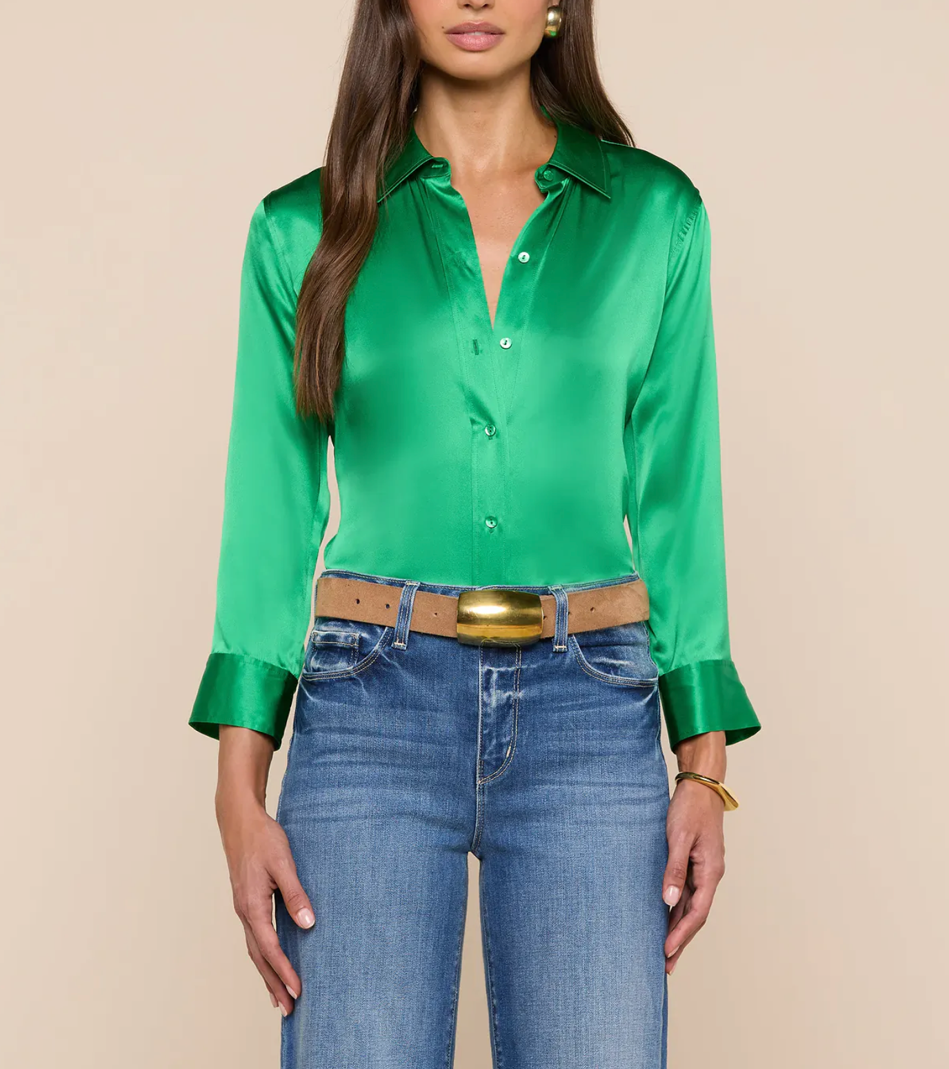 Dani 3/4 Sleeve Blouse in Island Green - Lukka Boutique