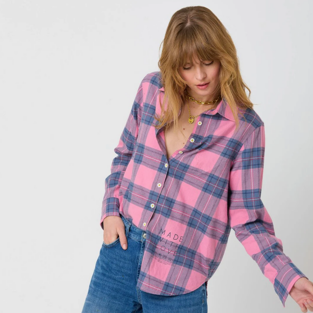 Mia Plaid Shirt in Pink