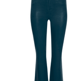 Kendra High Rise Crop Coated Flare in Deep Teal
