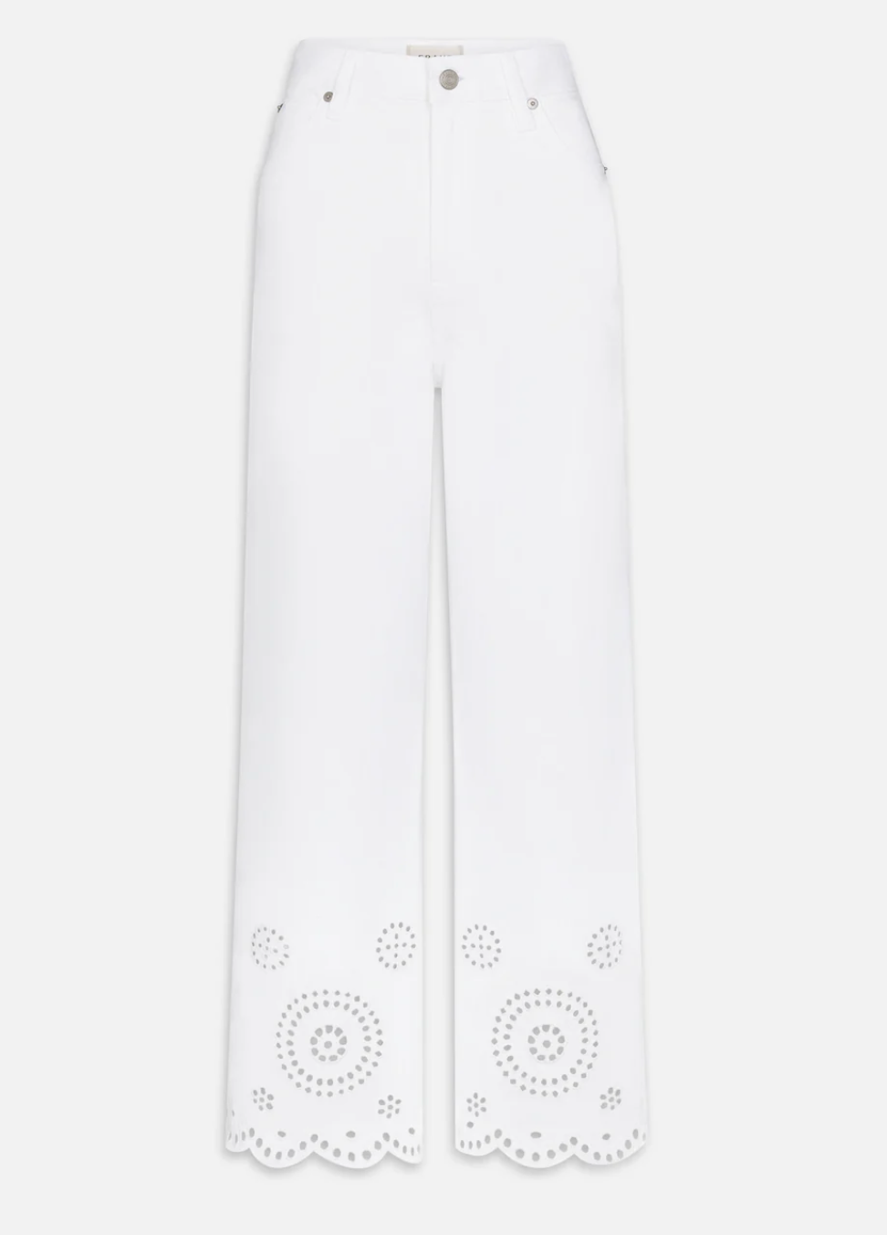 The Eyelet Wide Flare Pant in White - Lukka Boutique