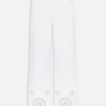 The Eyelet Wide Flare Pant in White - Lukka Boutique