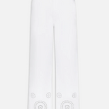 The Eyelet Wide Flare Pant in White - Lukka Boutique