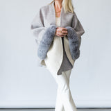 Cape with Faux Fur Trim in Grey