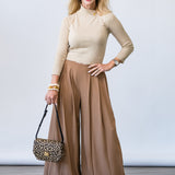 Kamdyn Crop Mock Neck Sweater in Warm Sand - Lukka Boutique