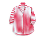 Eileen Relaxed Button-Up Shirt in White Red Stripe - Lukka Boutique