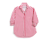 Eileen Relaxed Button-Up Shirt in White Red Stripe - Lukka Boutique