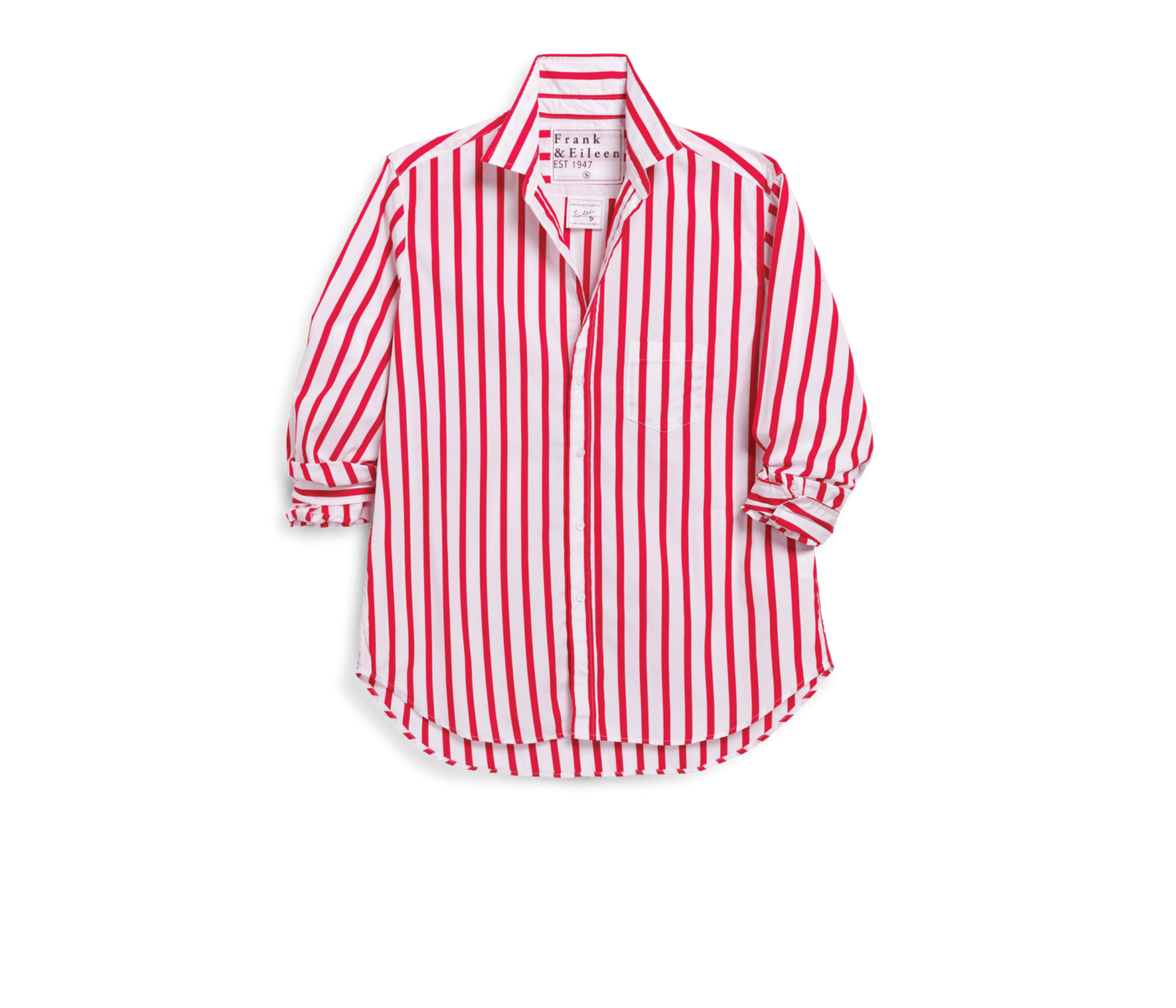 Eileen Relaxed Button-Up Shirt in White Red Stripe - Lukka Boutique