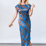 Lydia Dress in Blue Matrix - Lukka Boutique