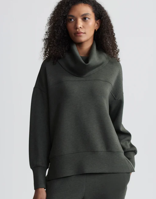 Pirya Longline Sweat in Olive Marl