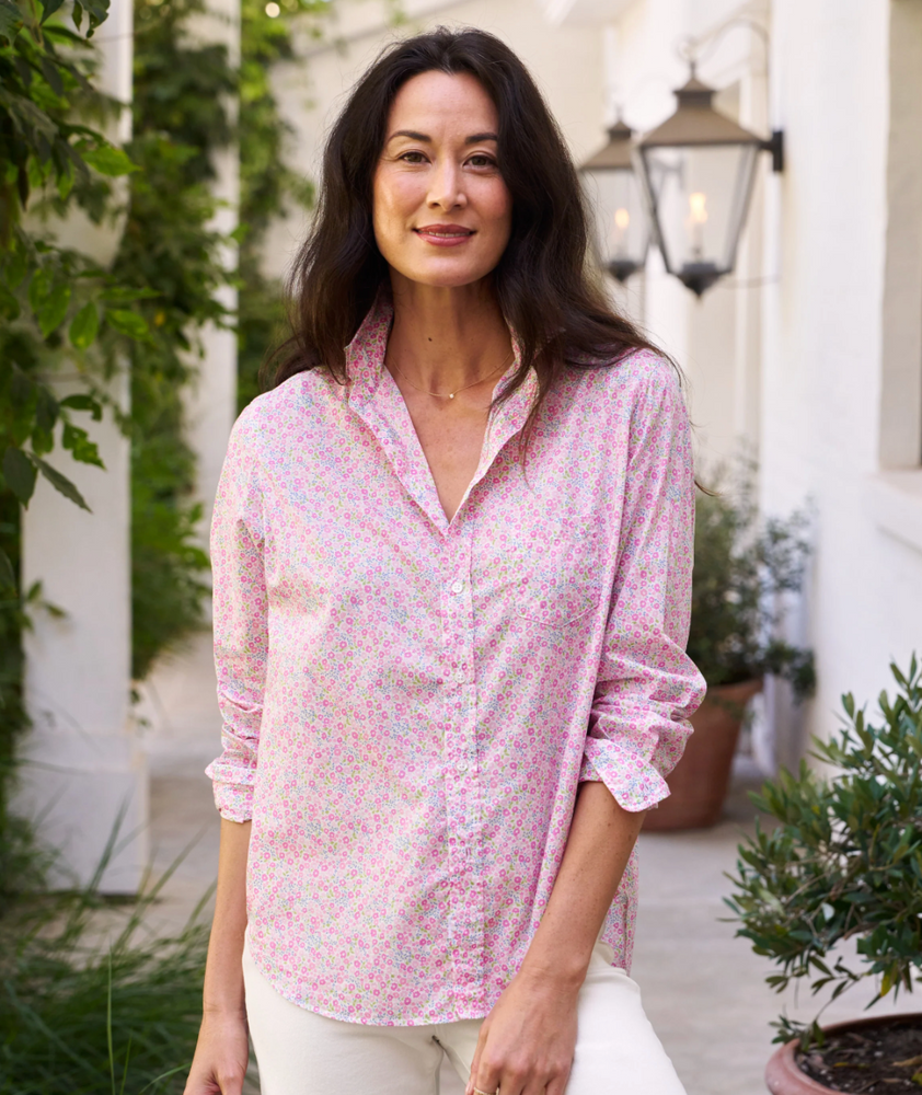 
                  
                    Tailored Button Up Shirt in Pink Flowers
                  
                