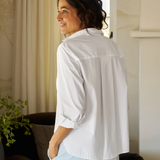 Silvio Untuckable Button-Up Shirt in White - Lukka Boutique