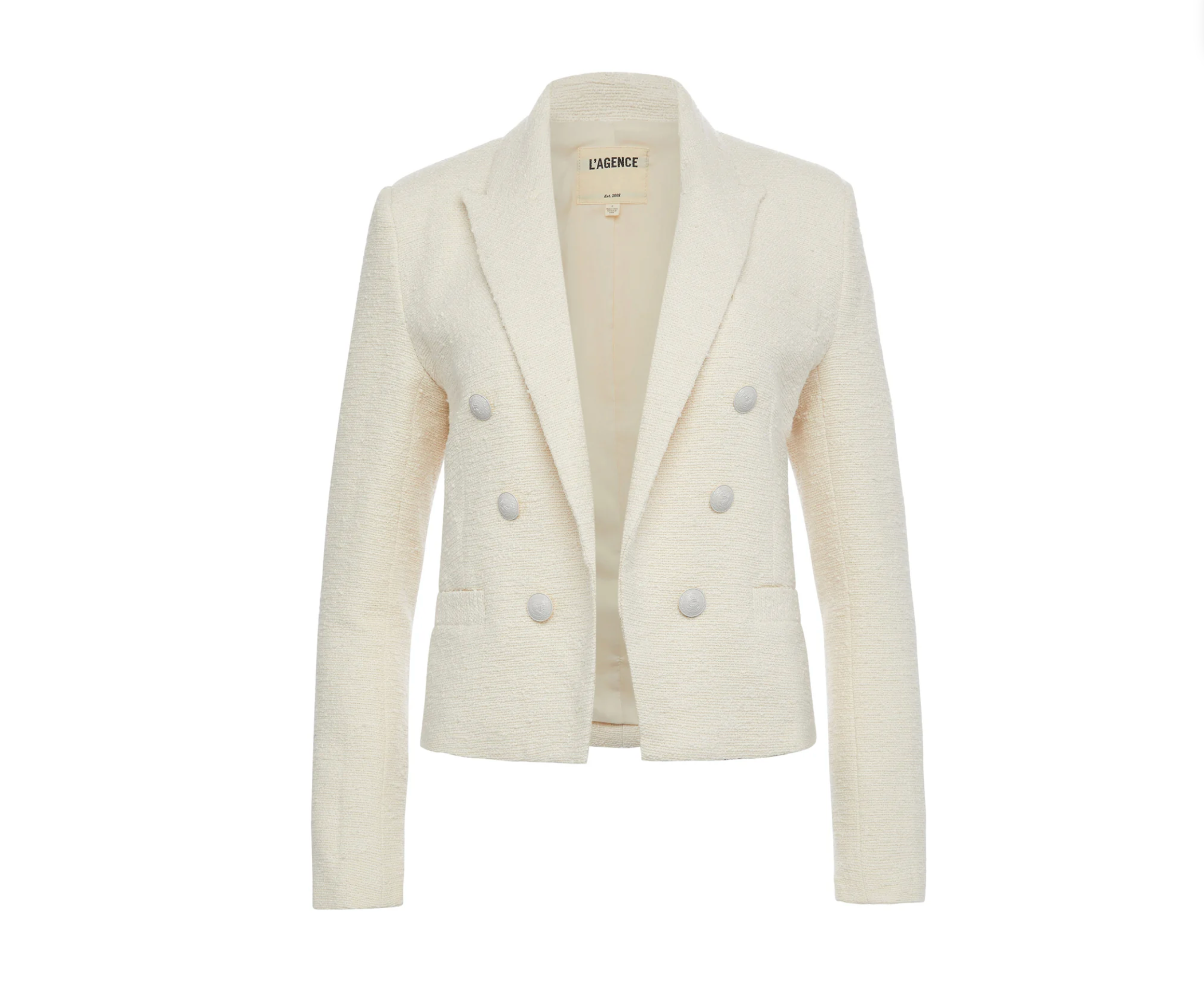 Brooke Double Breasted Crop Blazer in Ecru - Lukka Boutique