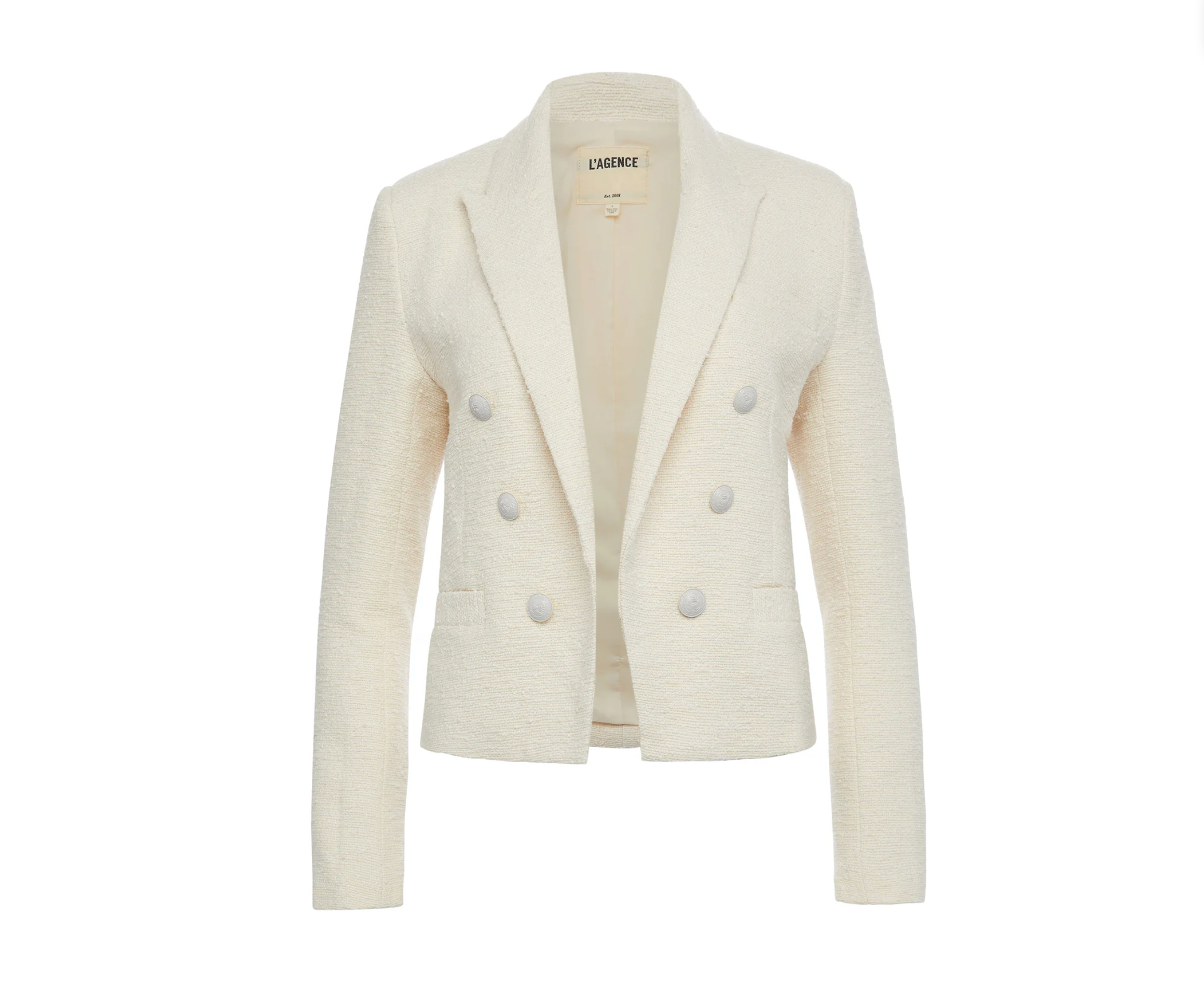 Brooke Double Breasted Crop Blazer in Ecru - Lukka Boutique