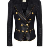 Ottilie Leather Blazer in Black - Lukka Boutique