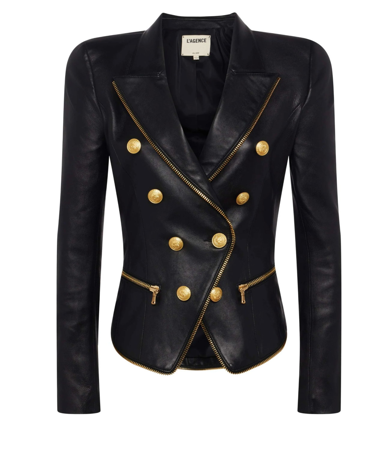 Ottilie Leather Blazer in Black - Lukka Boutique