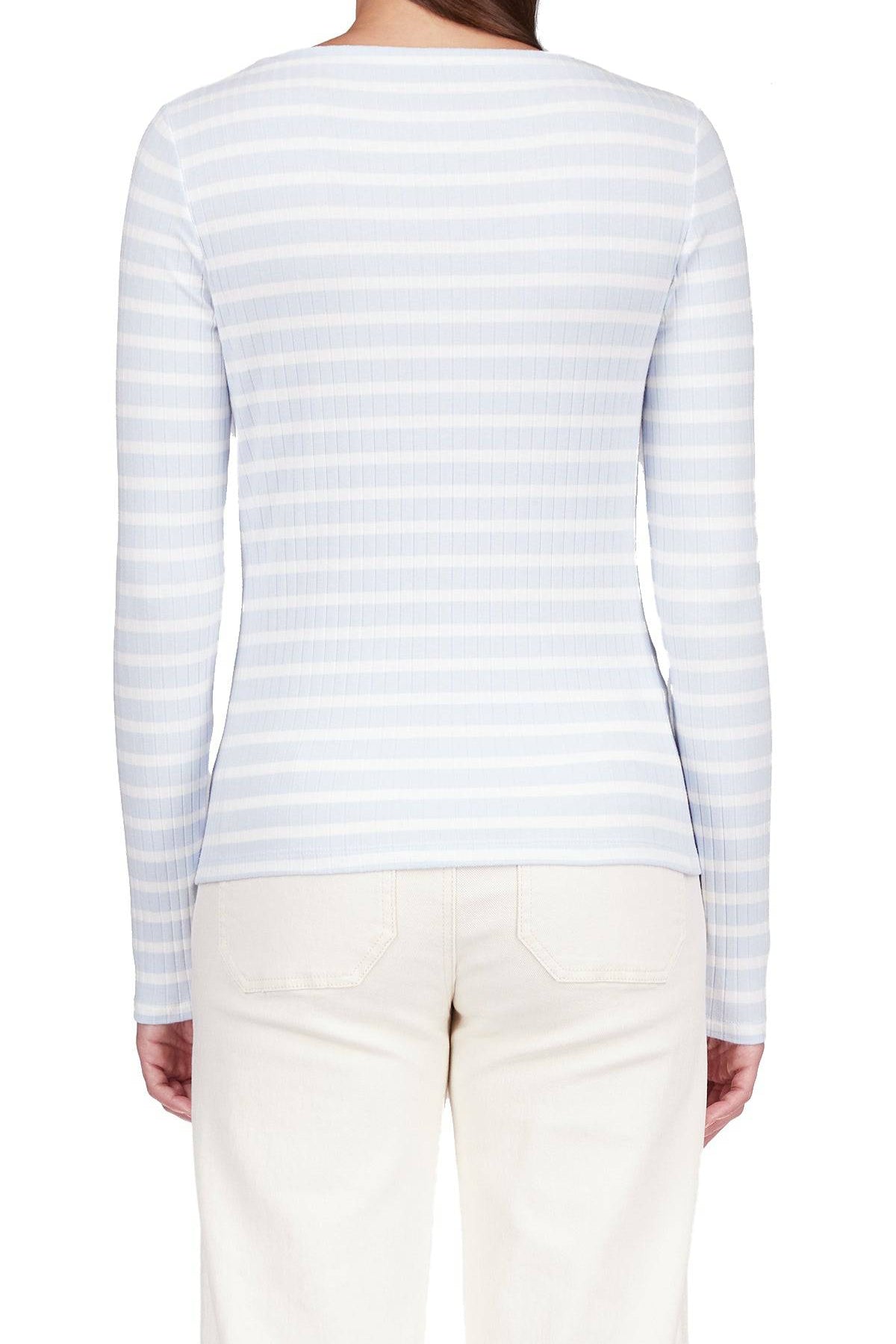 Long Sleeve Boatneck T-Shirt in Sky Blue - Lukka Boutique