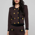 Janu Cropped Knit Jacket in Dark Brown/Black - Lukka Boutique