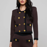 Janu Cropped Knit Jacket in Dark Brown/Black - Lukka Boutique