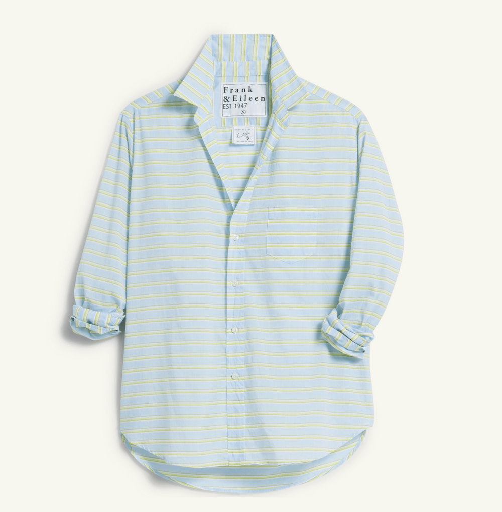 Eileen Relaxed Button-Up Shirt Chartreuse Stripe