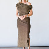 Rocker Metallic Chet Dress in Gold - Lukka Boutique