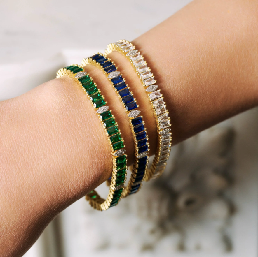 Midnight Tri-Tone Twilight Marquis Station Tennis Bracelet - Lukka Boutique