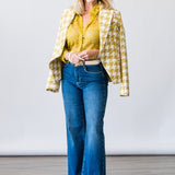 Marie Tweed Blazer in Ceylon Yellow/Ivory Houndstooth