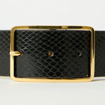 Milla Python Leather Belt in Black Gold - Lukka Boutique