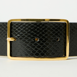 Milla Python Leather Belt in Black Gold - Lukka Boutique