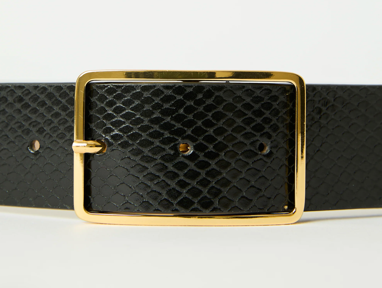 Milla Python Leather Belt in Black Gold - Lukka Boutique