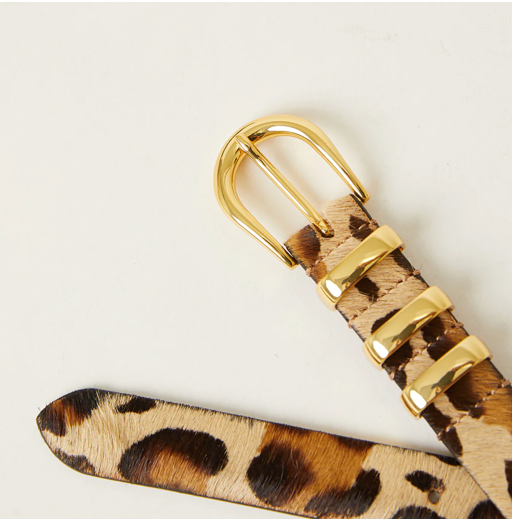 Kad Calf Hair Leather Belt in Leopard Gold - Lukka Boutique