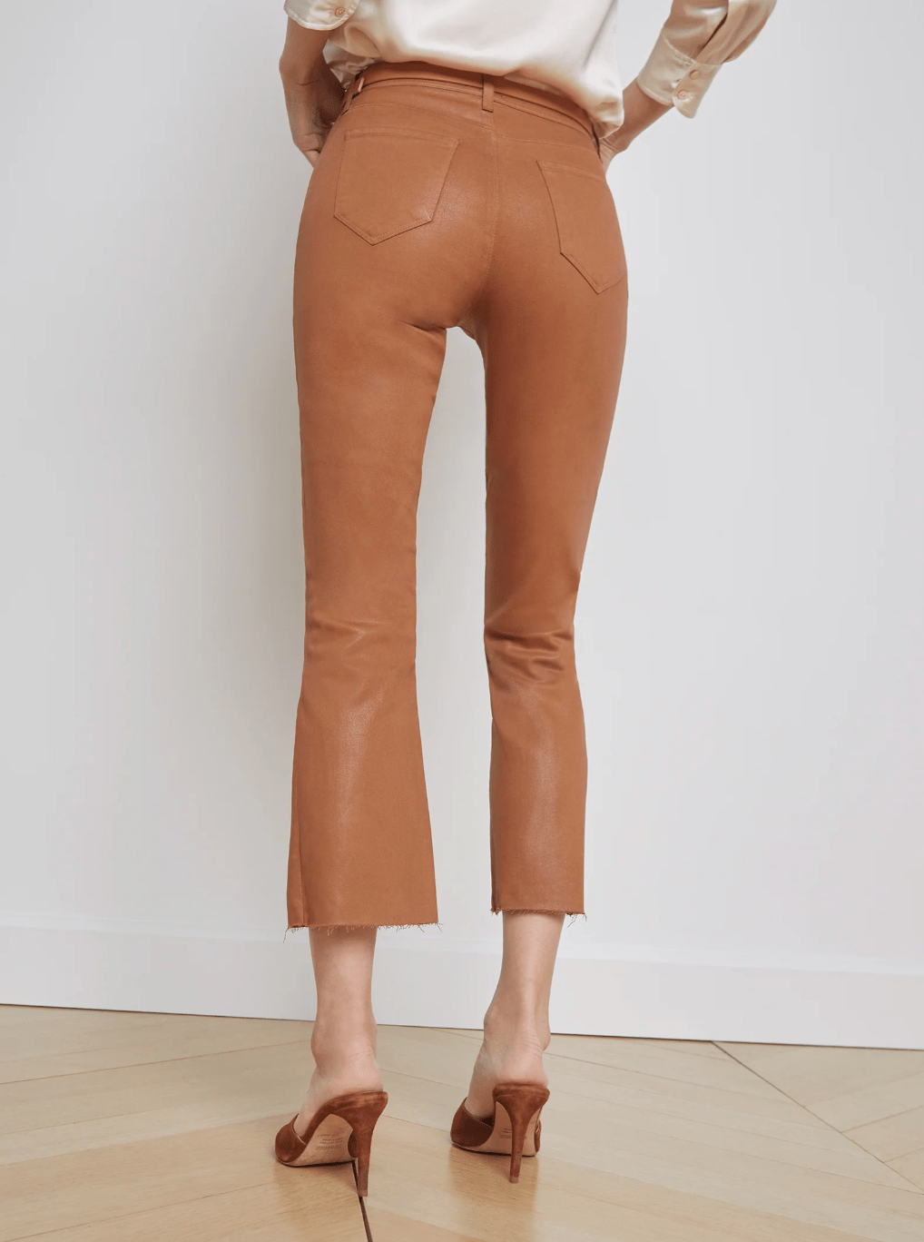 Kendra Coated Crop High Rise Flare - Lukka Boutique