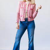 Astor Contrast Trim Cardigan in Dusty Pink - Lukka Boutique