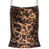 Calista Cowl Neck Cami in Brown Multi Amur Leopard - Lukka Boutique