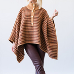 Pagoda Cape in Multi Camel Check - Lukka Boutique
