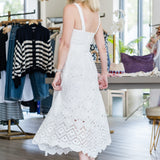 Calypso Dress in Trellis Eyelet White - Lukka Boutique