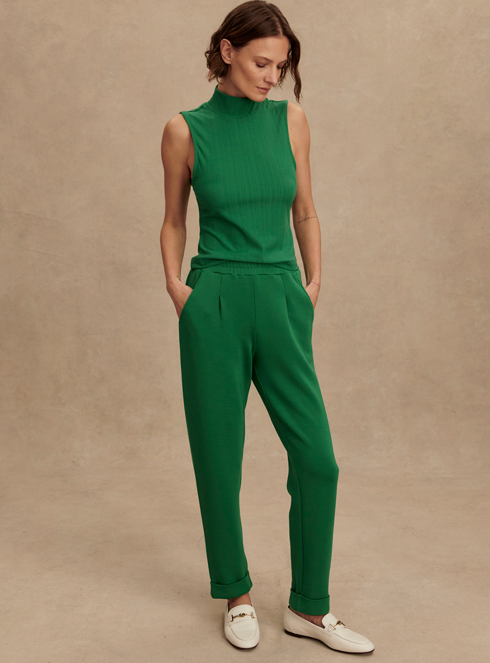 Caley Fitted Rib Tank in Verdant Green - Lukka Boutique