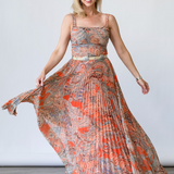 Torin Pleated Maxi Skirt in Paisley